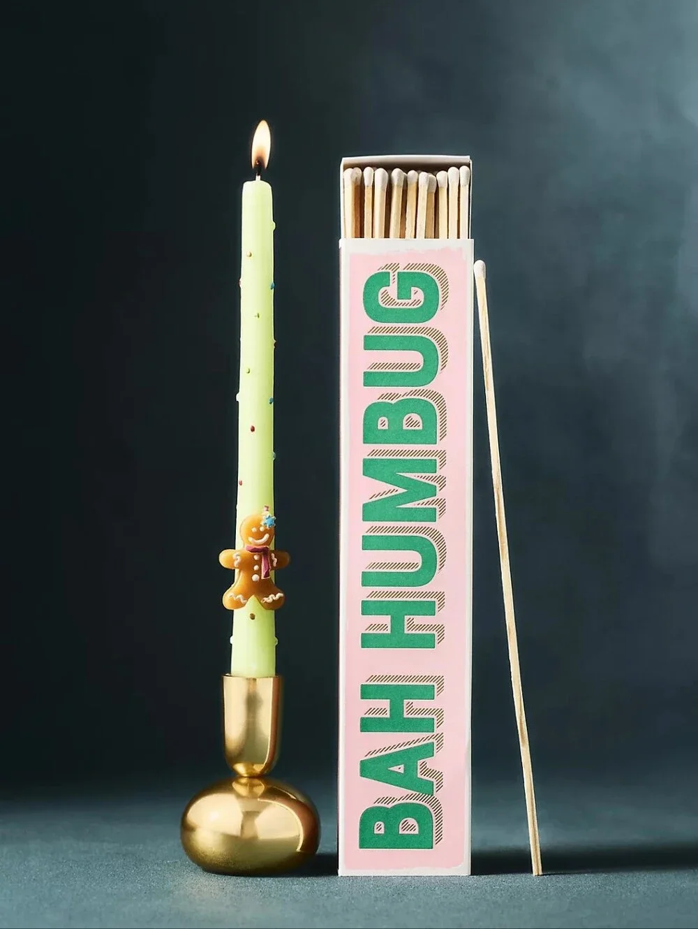 Anthropologie Gingerbread Man Festive Icon Taper Candles, Set of 2